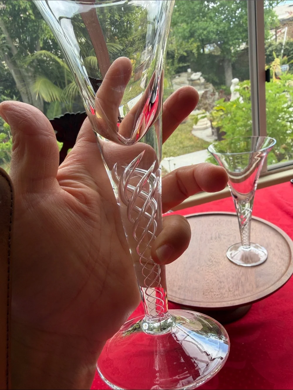 Set of Two vintage  air twist  Stem wine glass